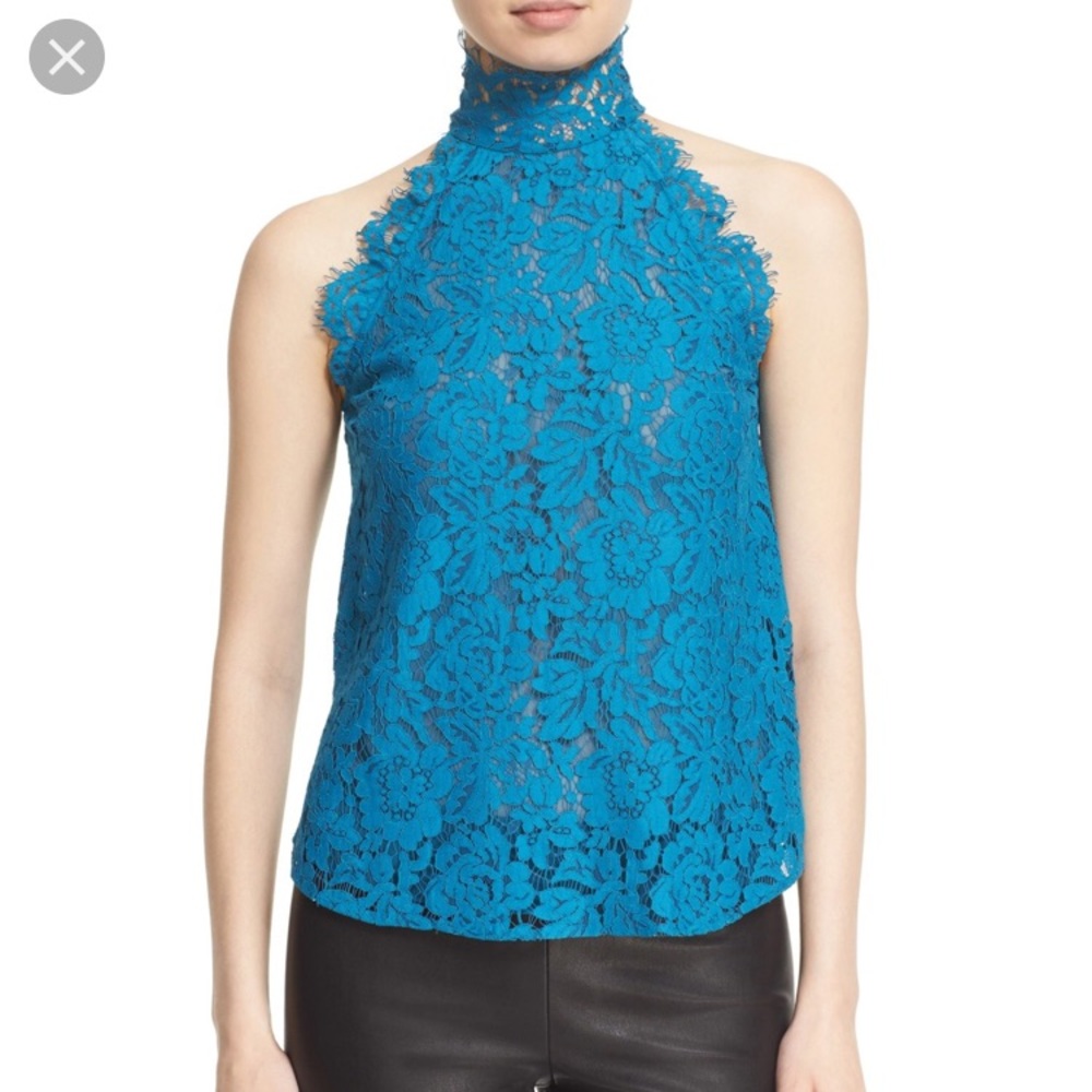 DVF high neck lace top